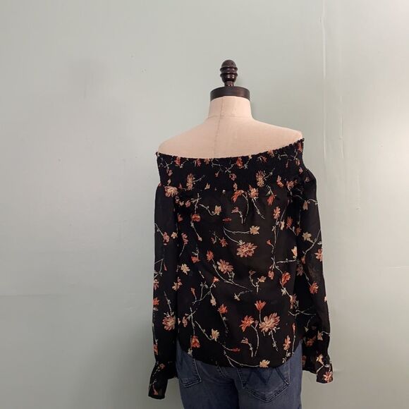 Sadie Robertson Semi Sheer Off The Shoulder Floral Top - Picture 3 of 4